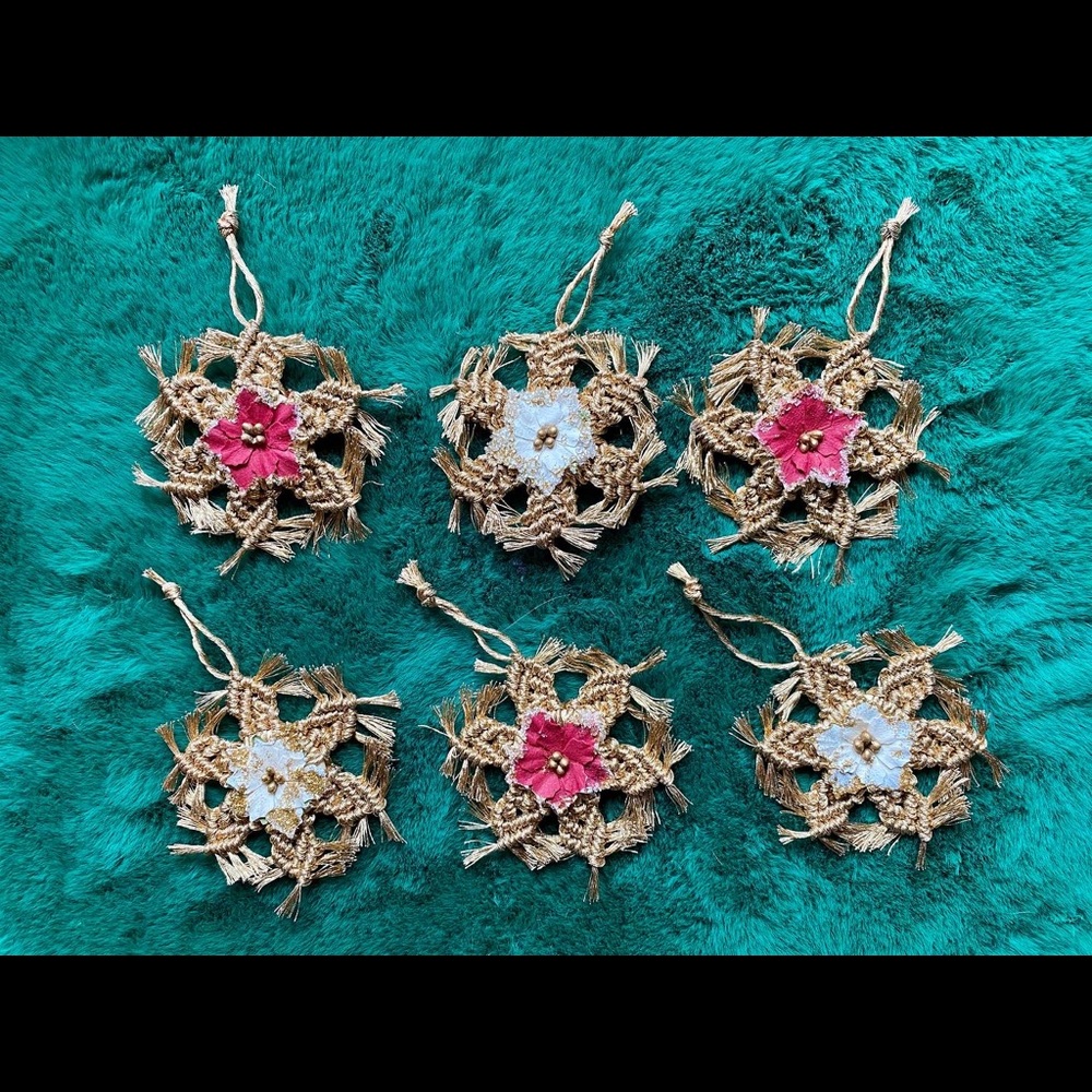 Handmade Macrame Crochet Snowflake Ornaments
